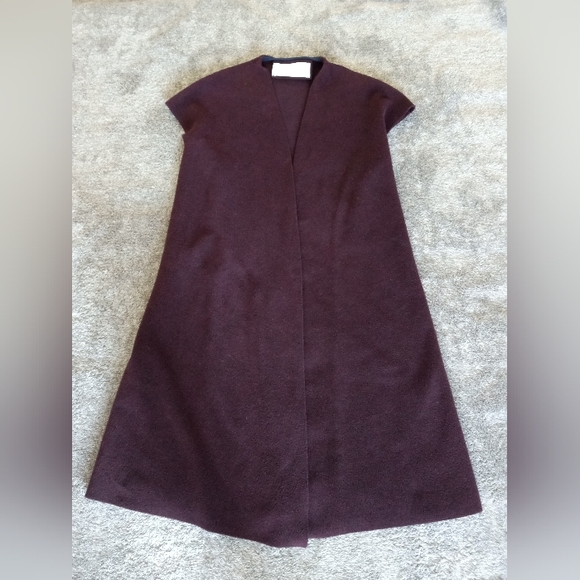 Harris Wharf London burgundy microfleece long line open front cardigan vest - Picture 1 of 8